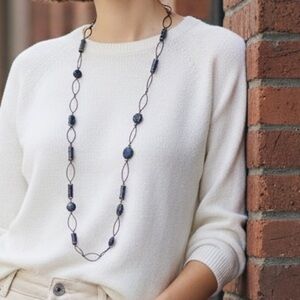 HAND CRAFTED Boho Statement Necklace Blue Lapis Lazuli Blue Sodalite